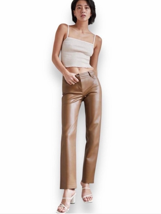 Aritzia Pants - Aritzia Melina Pant - Brown Straight Leg High Waisted Vegan Leather Pants